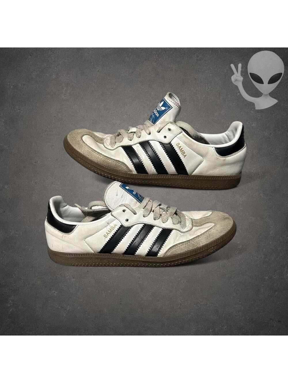 adidas Samba OG Shoes Mens US 8 White Cloud Black Gum Sneaker B75806 Used